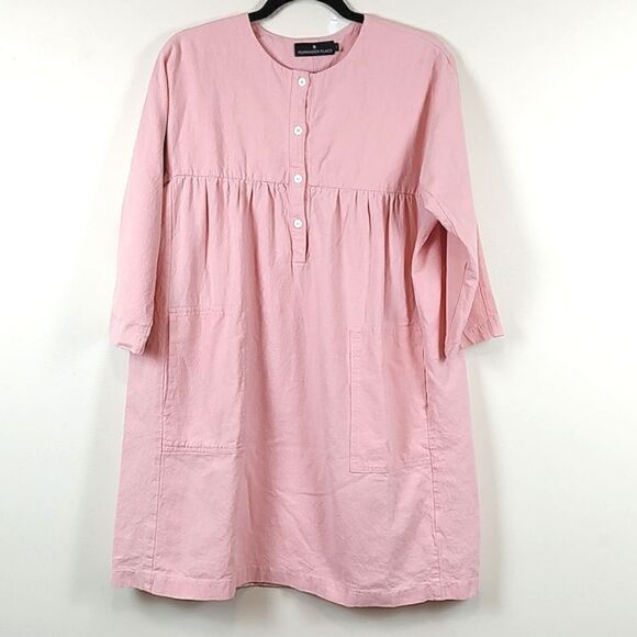 Pomander Place Tuckernuck Fallon Dress in Salmon Linen Blend Size Large - Picture 2 of 12